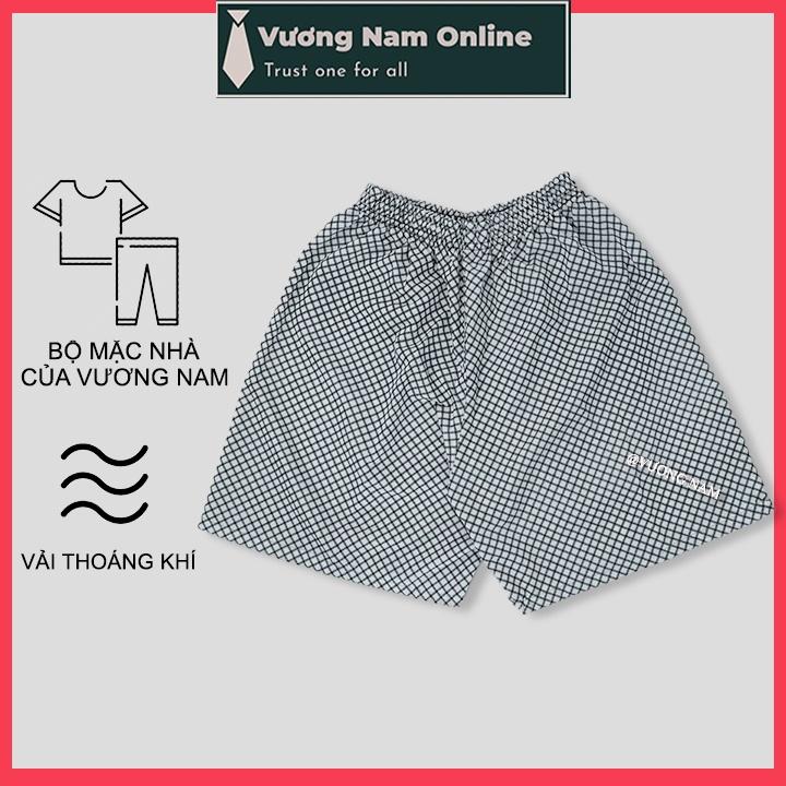 Quần đùi nam caro mặc nhà cotton may kỹ lưỡng ống rộng