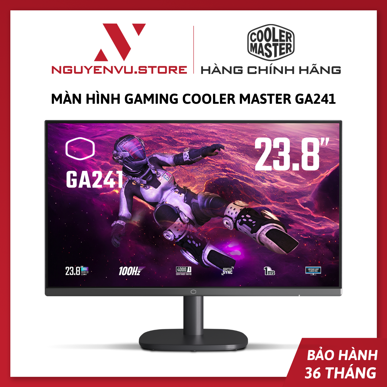 Màn hình gaming Cooler Master GA241 (23'8 inch / FHD / VA / 100Hz / 1ms ) - Hàng chính hãng