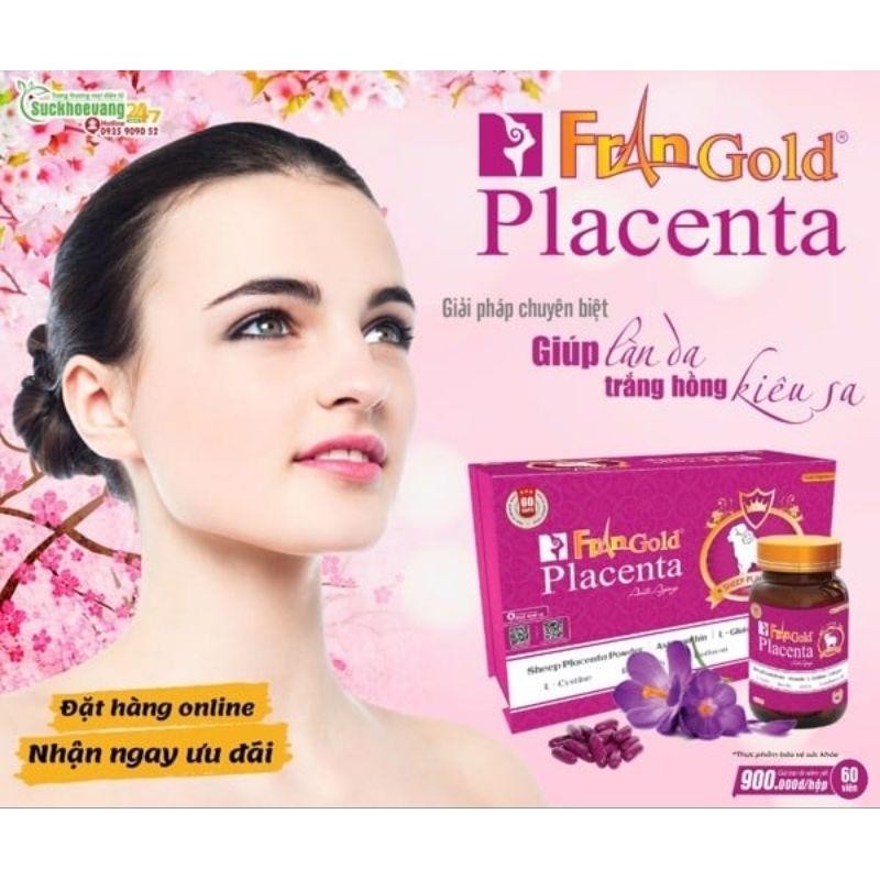 FRANGOLD PLACENTA - VIÊN NHAU THAI CỪU - GIÚP LÀN DA TRẮNG HỒNG KIÊU SA - LỌ 60 VIÊN
