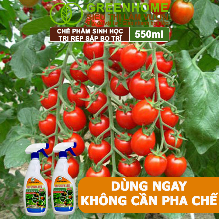 Hình ảnh Chế Phẩm Sinh Học Greenhome, Oau Spray, Chai 550Ml, Trị Nhện Đỏ, Rệp Sáp, Bọ Trĩ Cây Trồng