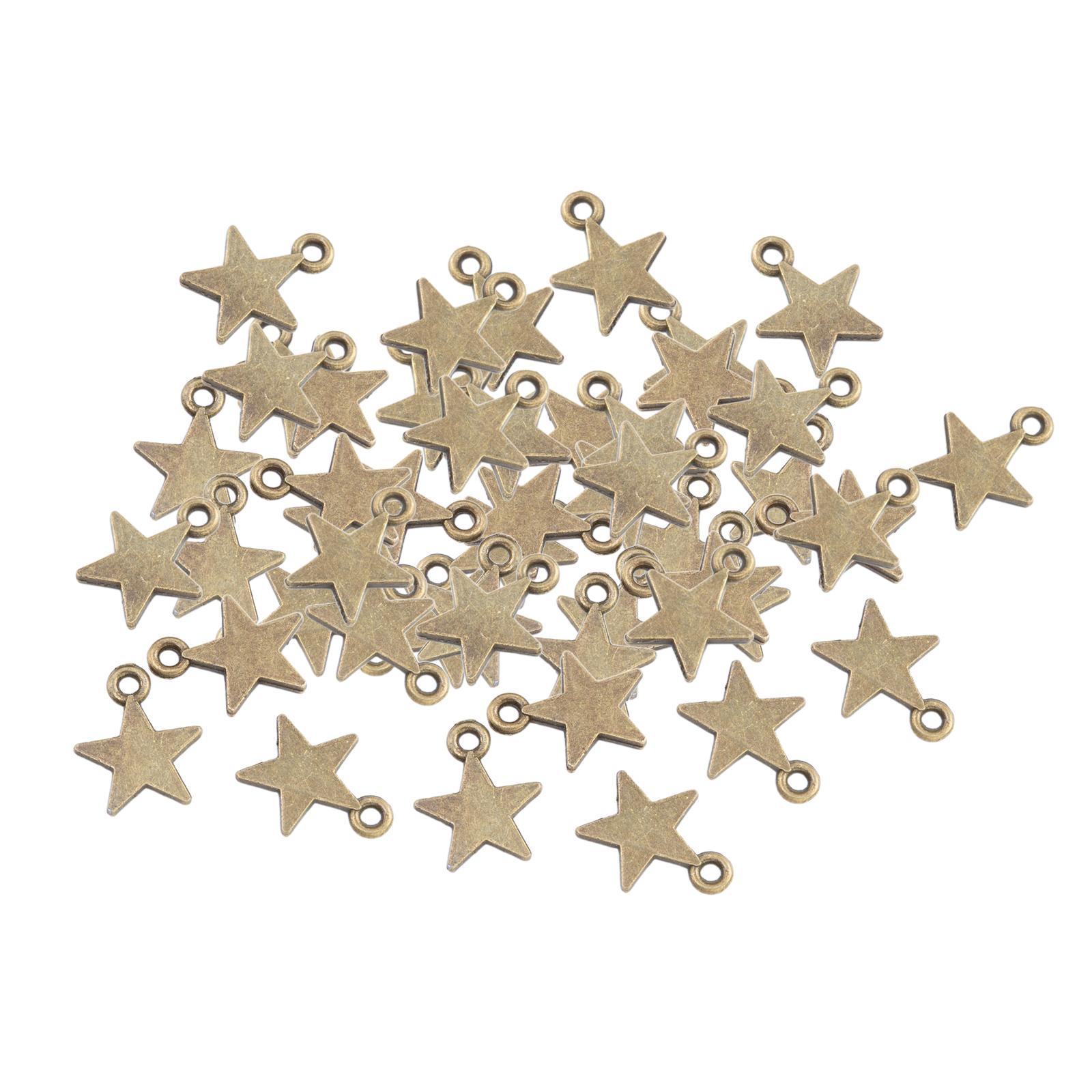 50x Five Pointed Star Charms Decorative Jewelry Making for DIY Crafting Hats