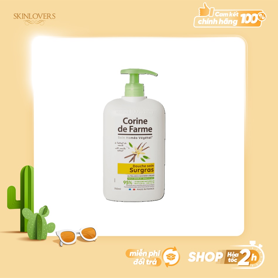 Sữa tắm dưỡng da Corine de Farme hương vani 750ML