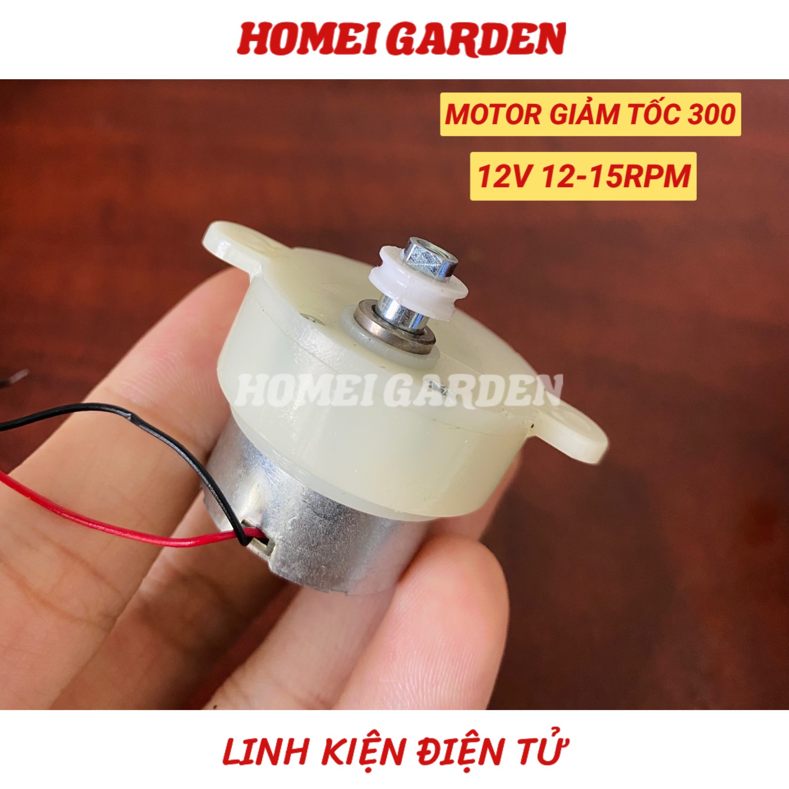 Motor giảm tốc mini động cơ 300 điện áp 12V tốc độ 12-15 vòng /phút - HM0107