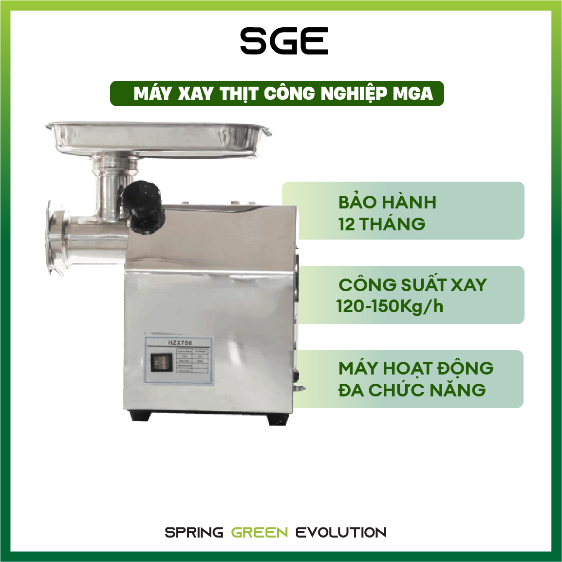 Máy Xay Thịt Công Nghiệp MGA 2 Trong 1. Máy Xay Đa Năng Công Suất 120-150kg/h. Loại Máy Đa Năng. Hàng Nhập Khẩu Thailand