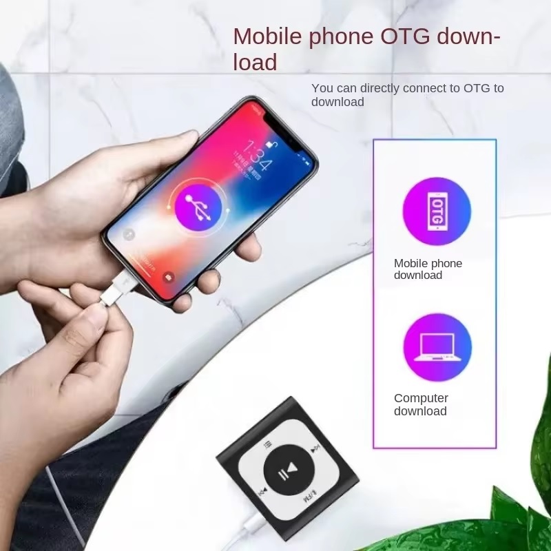 Máy Nghe Nhạc MP3 Bluetooth 5.0 Thể Thao Nhỏ Gọn Kẹp Áo Ruizu X66 Bộ Nhớ Trong 32GB - Hàng Nhập Khẩu