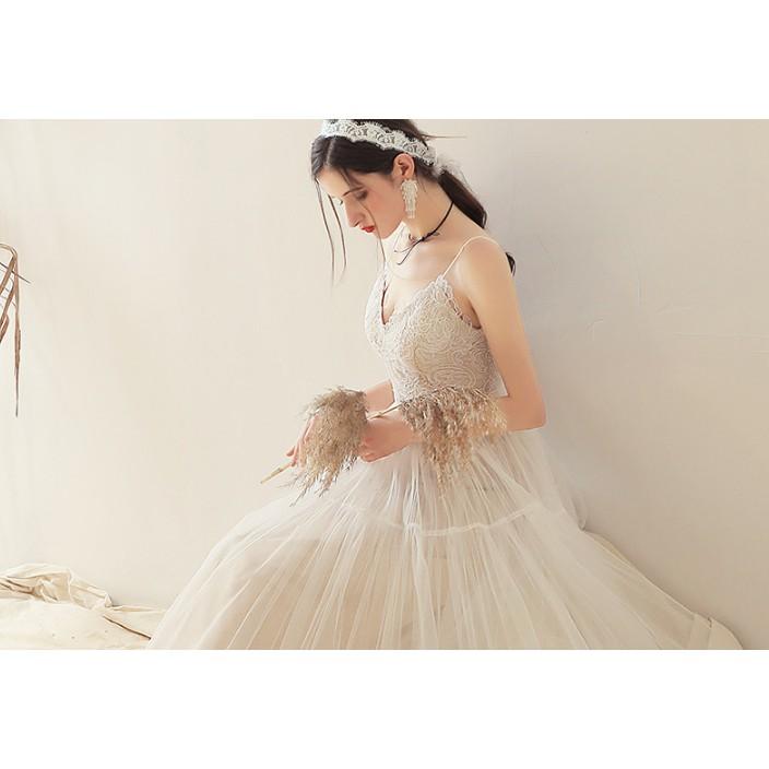 HOT váy cưới nhẹ nhàng 2019 cô dâu Pháp đơn giản. Váy thật y hình.