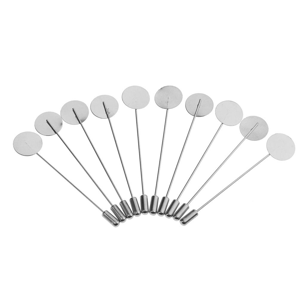 3x10Pcs Silver Lapel Stick Pin Base Brooch Glue on Collar Suit Lapel Pin 15mm
