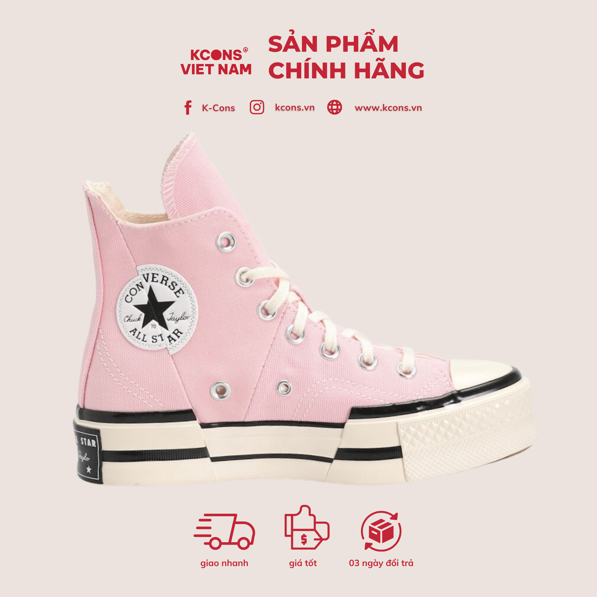 Giày Converse 1970s Plus Sunrise Pink Cao Cổ A04366C