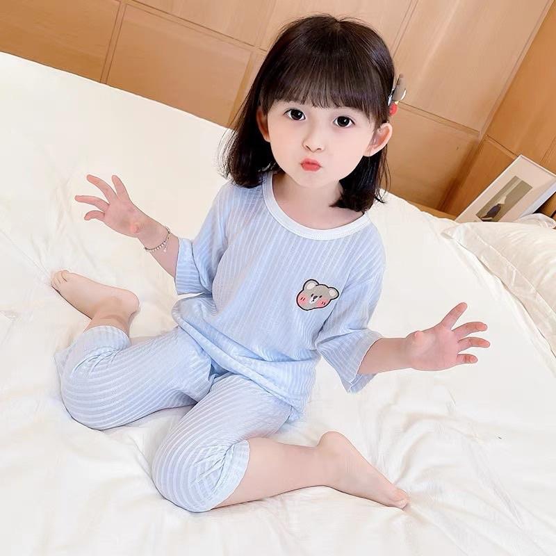 Bộ dài tay bé gái chất tăm lạnh mềm mịn bộ ngủ cho bé gái Củ khoai tây shop siêu dễ thương