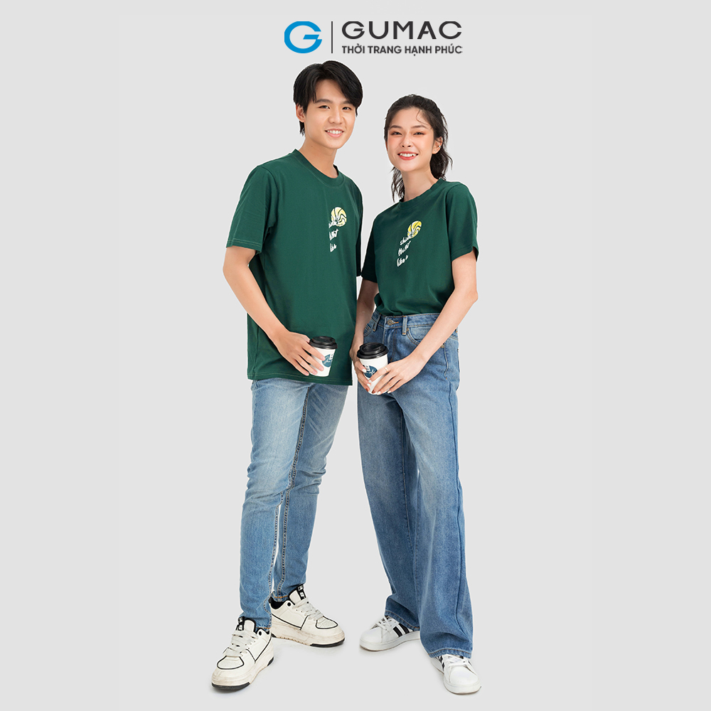 Áo thun nữ cotton GUMAC ATC08044 cổ tròn in shine