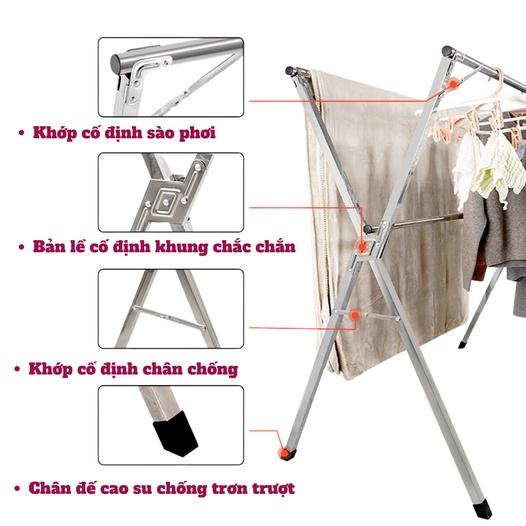 Giàn Phơi Chữ X Gấp gọn đa năng, tặng 20 móc treo cố định