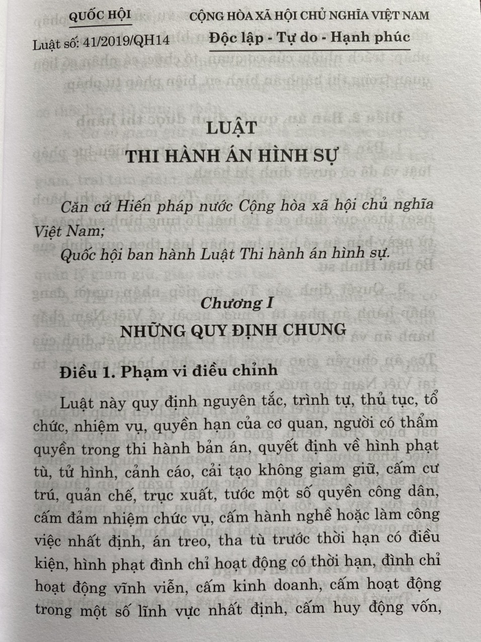 Luật Thi Hành Án Hình Sự ( Hiện Hành )