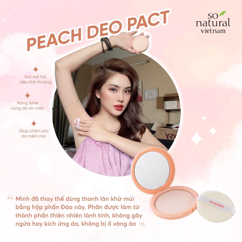 Phấn Nách So Natural Peach Deo Pact Hút Mồ Hôi, Hương Đào Thơm Khử Mùi Hiệu Quả
