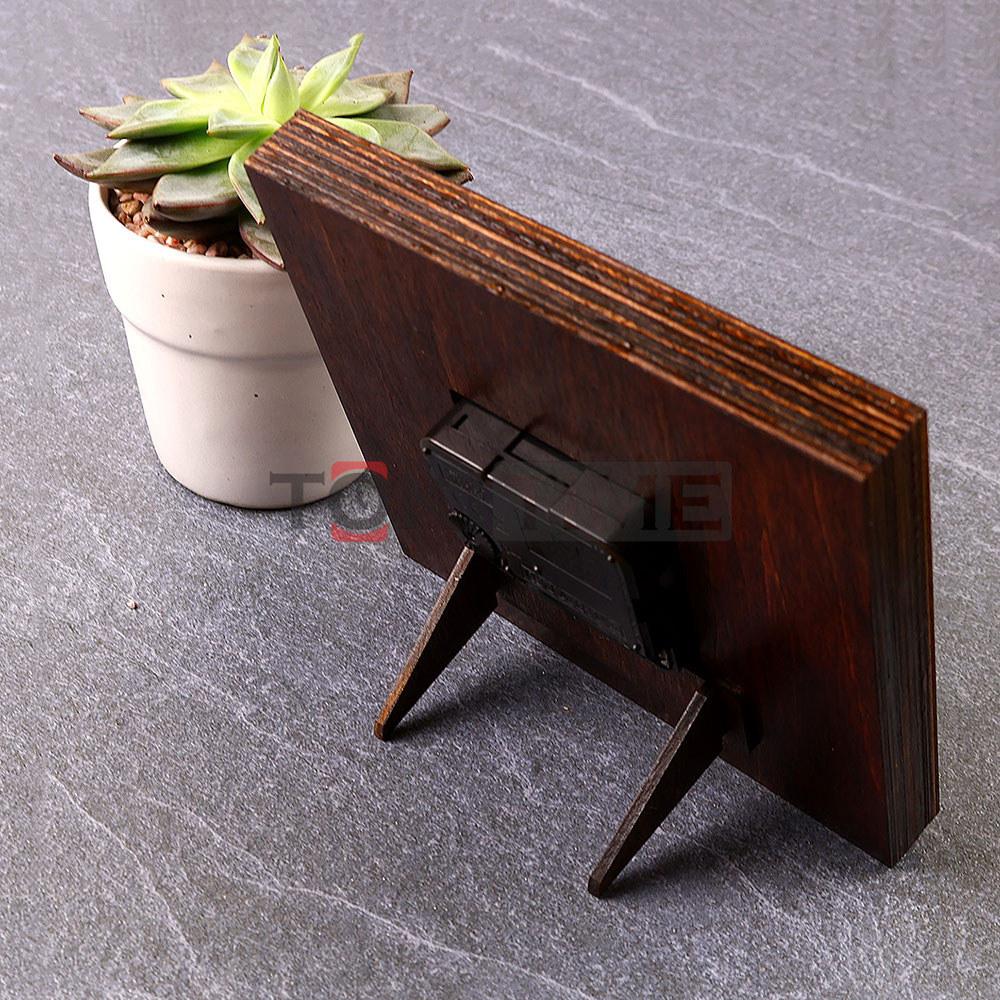 Đồng Hồ Để Bàn Gỗ Nghệ Thuật 3D - Khắc Laser - Kim Trôi Không Ồn