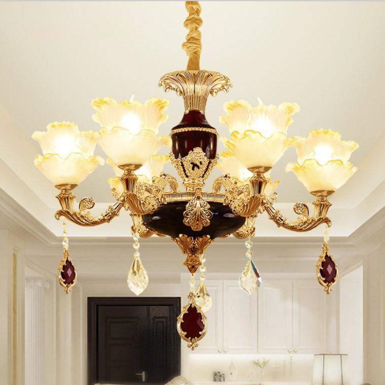 Đèn chùm - đèn trần trang trí nội thất IRELIA phong cách Châu Âu hiện đại loại 6 tay - Tặng kèm bóng LED cao cấp