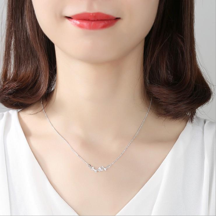 Dây Chuyền Bạc Nữ S925 Hình Lá Bảo Ngọc Jewelry DB1584