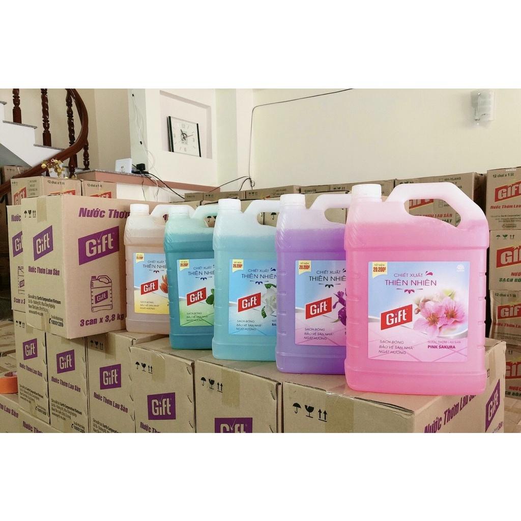 Lau sàn Gift Sakura Anh Đào can 3kg8 lau sàn/nền gạch/đá/gỗ chống trơn trượt thơm lâu khử mùi đuổi muỗi