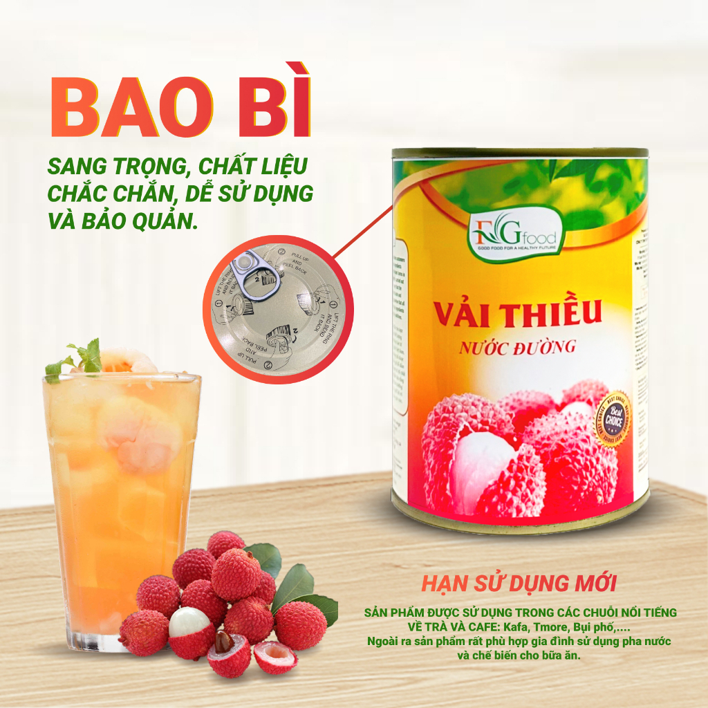 Vải thiều ngâm nước đường AN’N loại 1 - Hộp 565gr (Date mới)