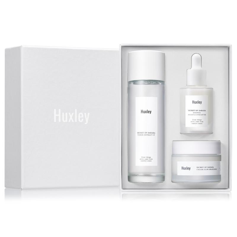 Set 3 sản phẩm dưỡng trắng sáng da, làm mờ thâm Huxley Brightening Trio Set (Huxley Toner; Extract It 120ml + Huxley Essence; Brighly Ever After 30ml + Huxley Cream; Glow Awakening 50ml)