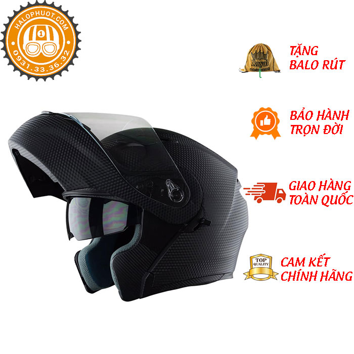 Mũ Bảo Hiểm Fullface Royal M179 Tem Carbon - Hàng Chính Hãng - Xl