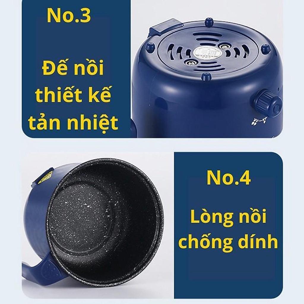 Nồi lẩu mini đa năng 2 tầng ca nấu mì điện hấp siêu bền