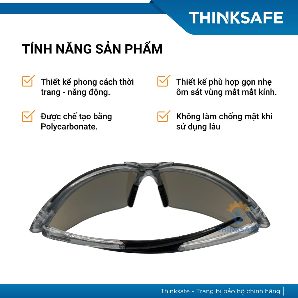 Kính bảo hộ King's Thinksafe, mắt kiếng bảo hộ chống bụi, siêu nhẹ, chống tia uv đi đường, ôm khuôn mặt, màu đen - KY715