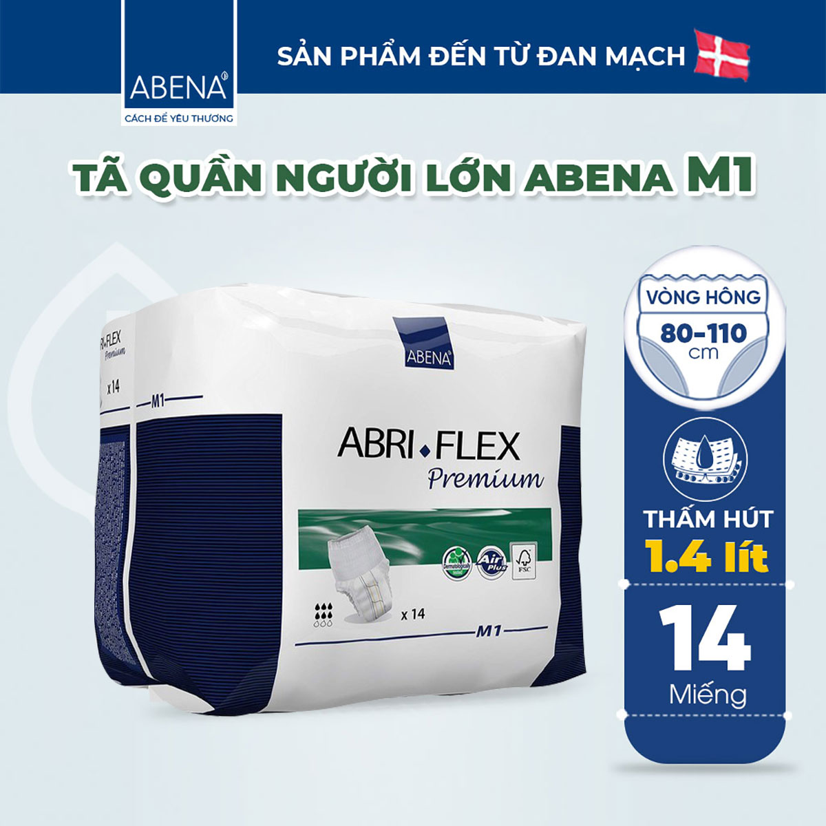 Tã quần người lớn Abena Abri Flex Premium M1- Nhập khẩu Đan Mạch