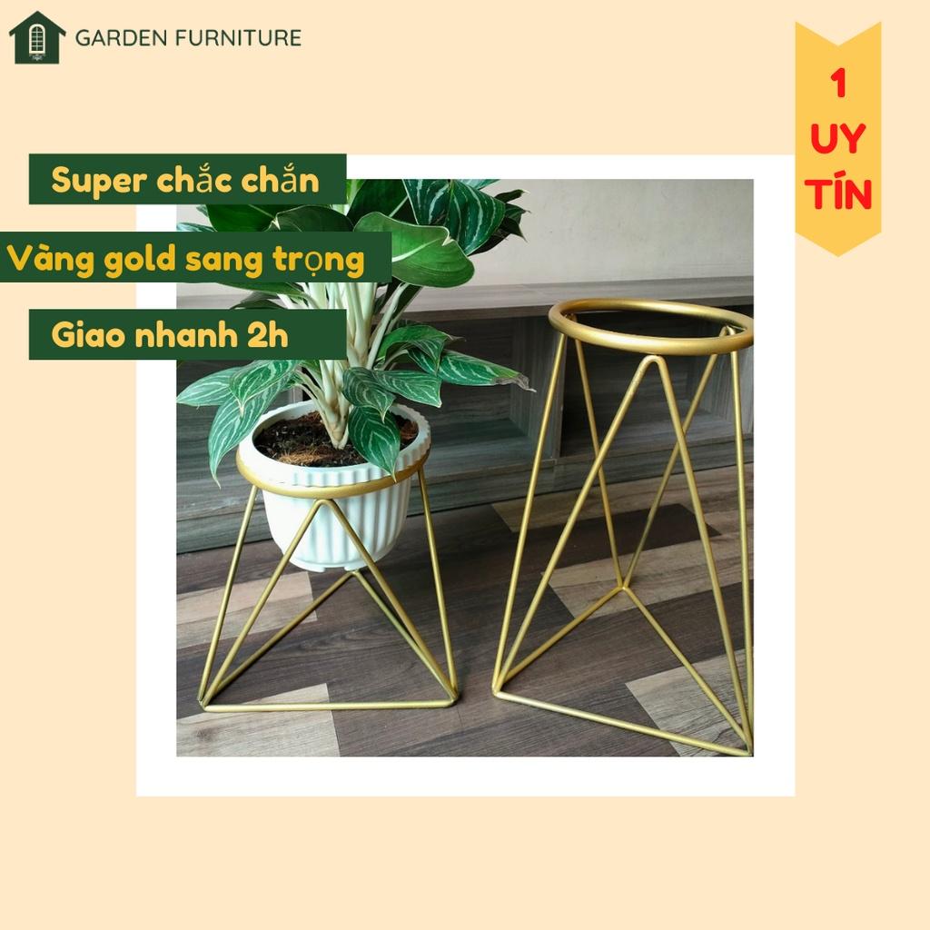 Kệ sắt trang trí phòng khách, giá để cây cảnh trong nhà, sơn tĩnh điện vàng gold cao cấp, chậu cây trang trí