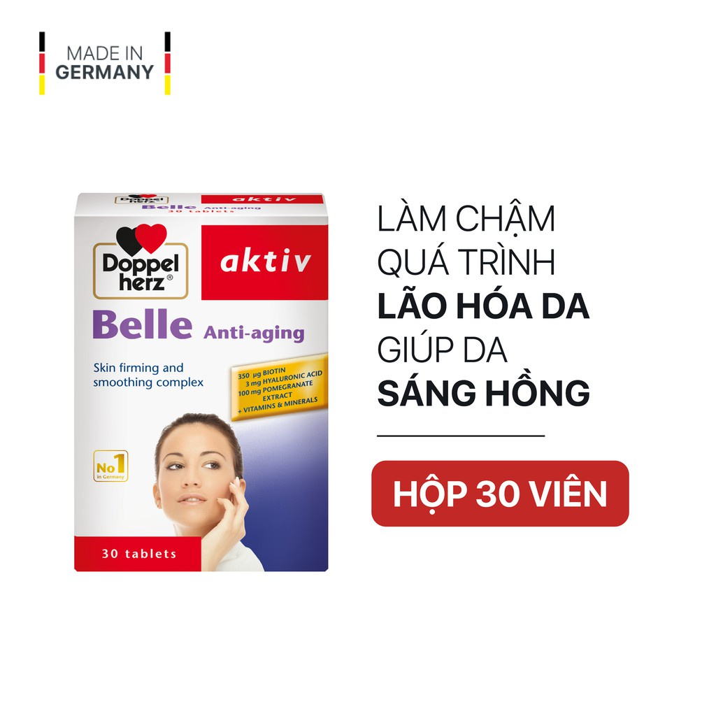 Bộ đôi chống lão hóa, bổ não, tăng cường trí nhớ Doppelherz Belle Anti Aging + dầu cá Omega 3 (02 hộp 30 viên)