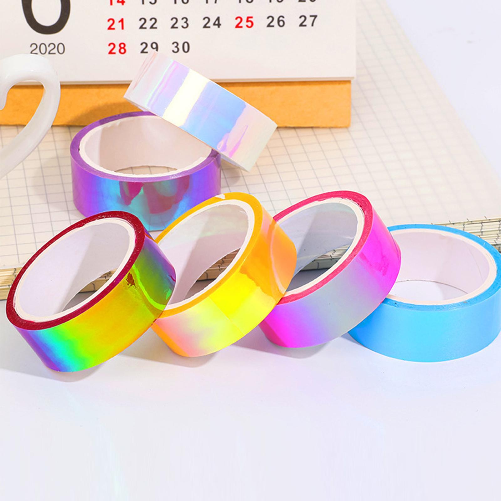 6Roll Washi Tape Set Crafts Glitter Stationery Tape for Festival Decoration