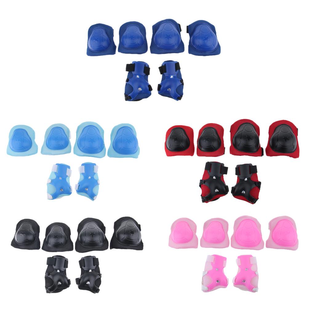 6Pcs Kids Elbow Knee Wrist Protective Pads for Skateboard Skating red