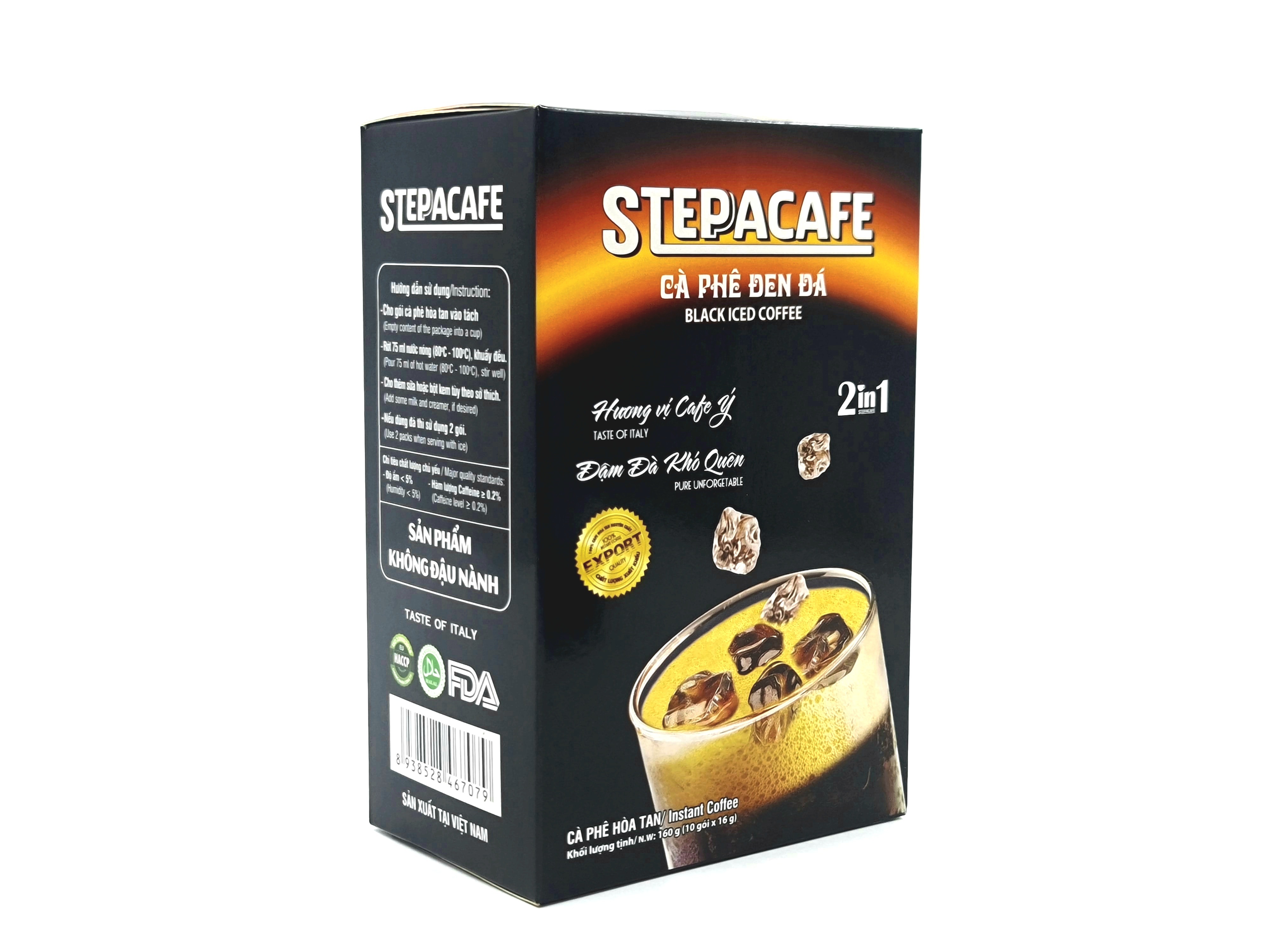 STEPPACAFE-Cà phê đen đá truyền thống (Hộp 10 gói x 16g)