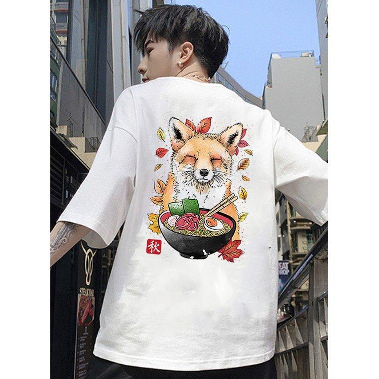 Áo thun tay lỡ nam nữ form rộng họa tiết cún con và đồ ăn vải dày mịn 2021T3145