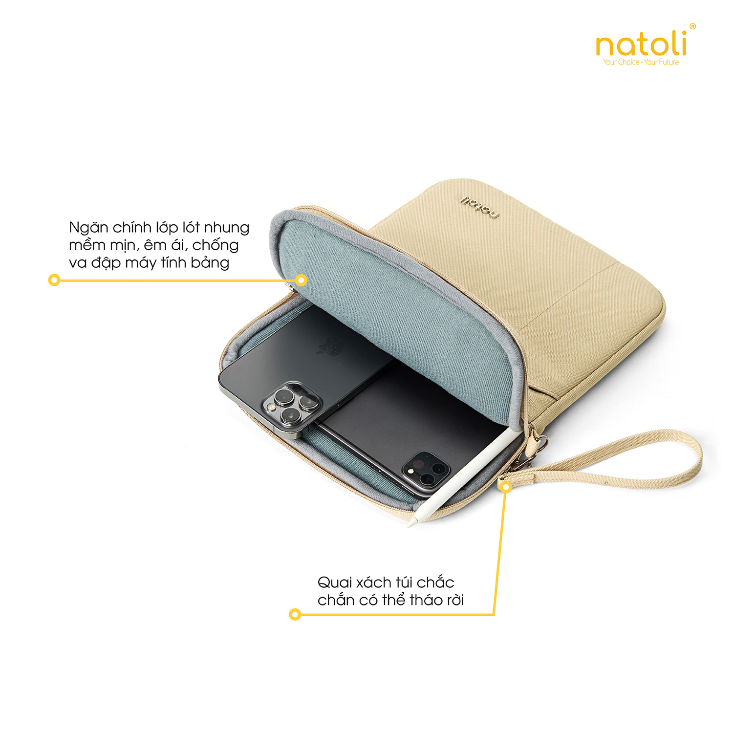 Túi chống sốc ipad, máy tính bảng NATOLI, đựng máy tính bảng chống sốc, kháng nước cao cấp BST Slim iPad Sleeve T67