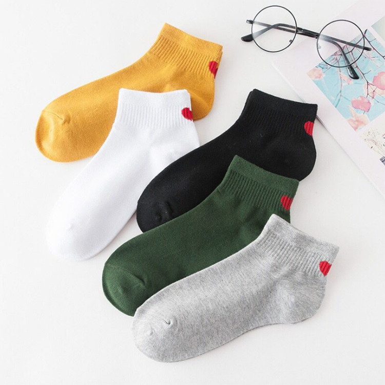 Set 5 Đôi Tất Nữ Cổ Thấp, Vớ Nữ Phong Cách Vintage Hàn Quốc