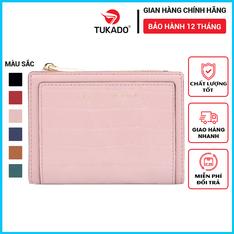 Ví Nữ Ngắn Mini Cầm Tay Chính Hãng TAILIAN Thời Trang Nhiều Ngăn Đựng Tiền Vân Da Rắn Cao Cấp TL34