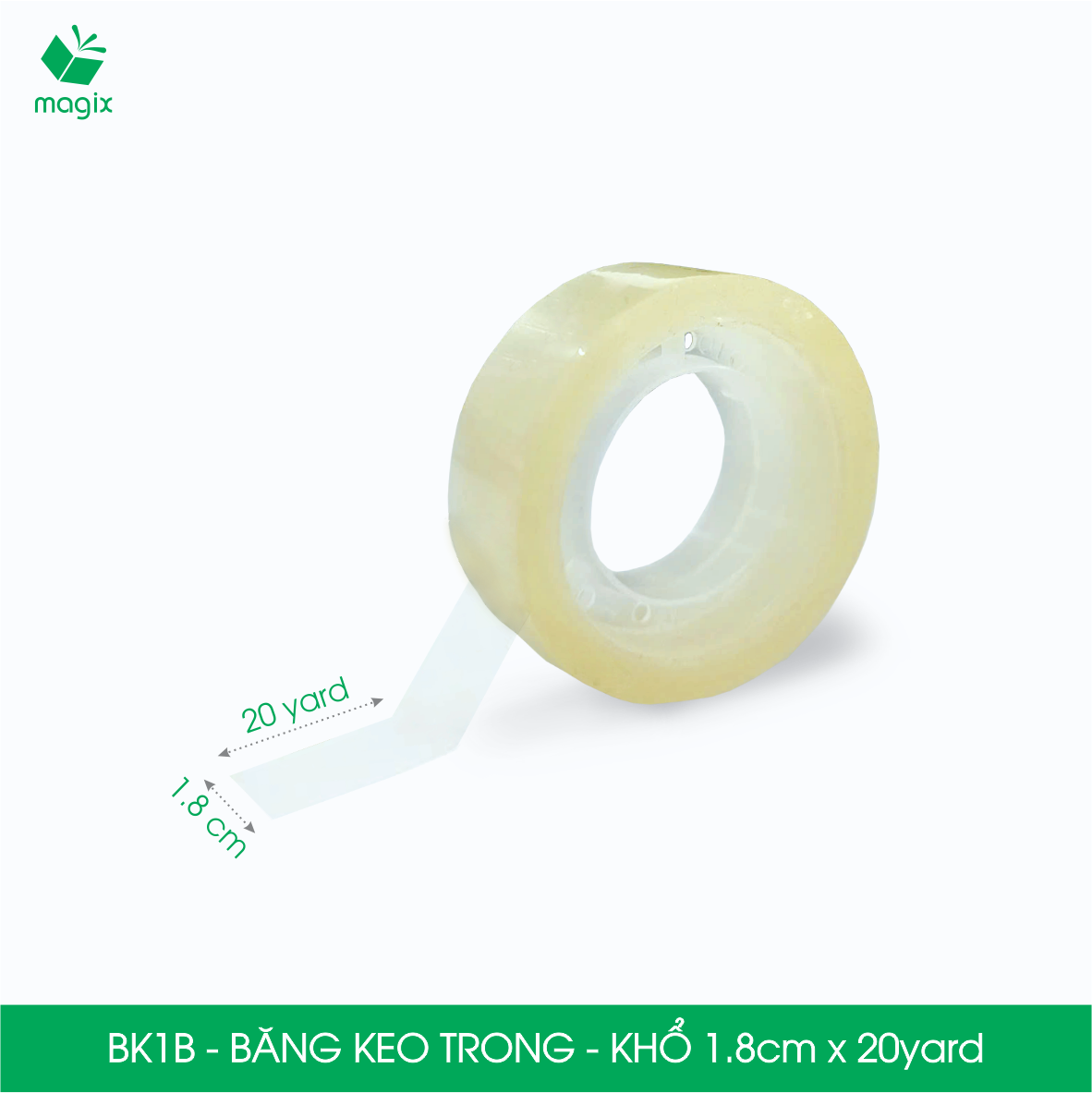 BK1B - Block 10 cuộn băng keo trong khổ 1.8cm x 20yard - Băng dính văn phòng, trường học