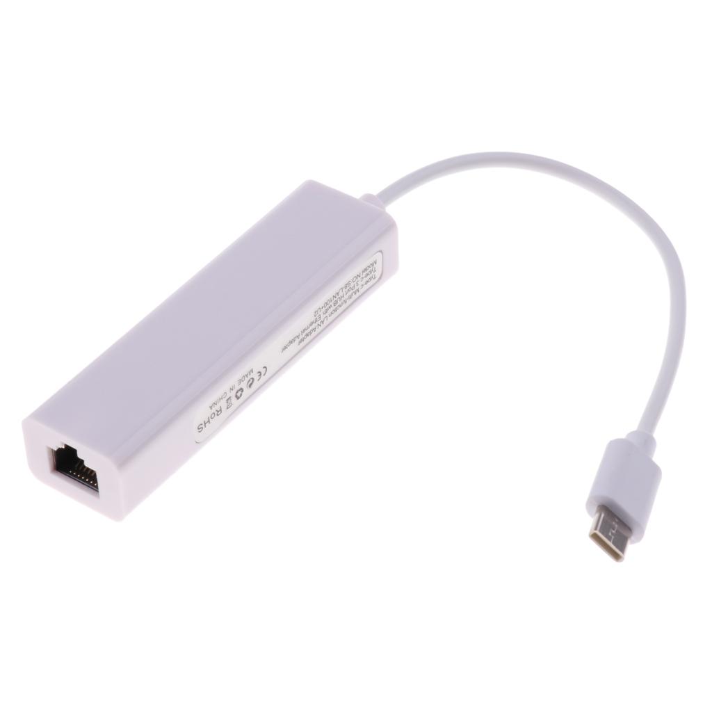 Type-c USB-C to 3Port USB Hub Fast Ethernet Lan Networking Adapter for PC