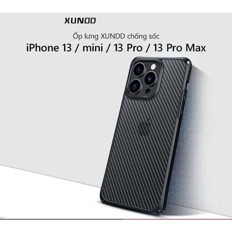 Ốp lưng vân Carbon chống sốc dành cho iPhone 13/13 Pro/13 Pro Max, 12/12 Pro/12 Pro Max, 11 Pro Max chính hãng XUNDD bảo vệcamera- Hàng nhập khẩu