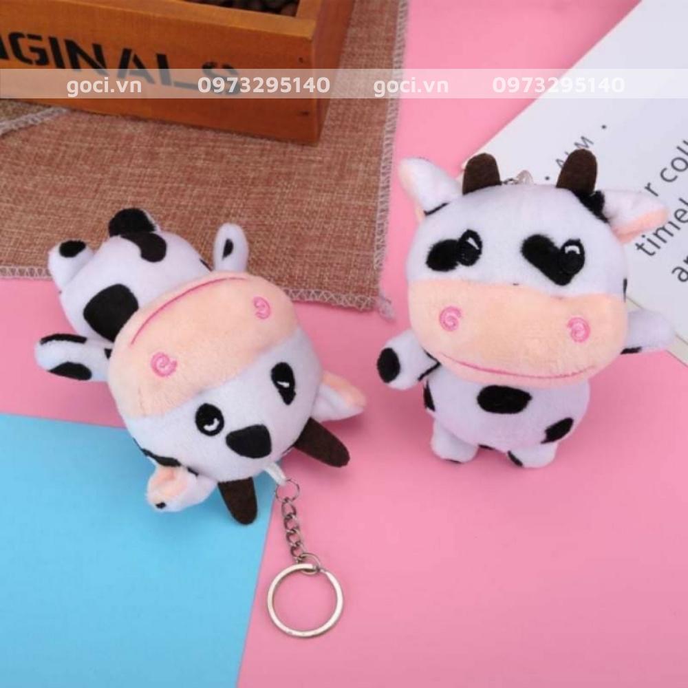 Móc khóa gấu bông bò sữa nhồi bông móc treo chìa khóa xe máy balo túi xách cute dễ thương
