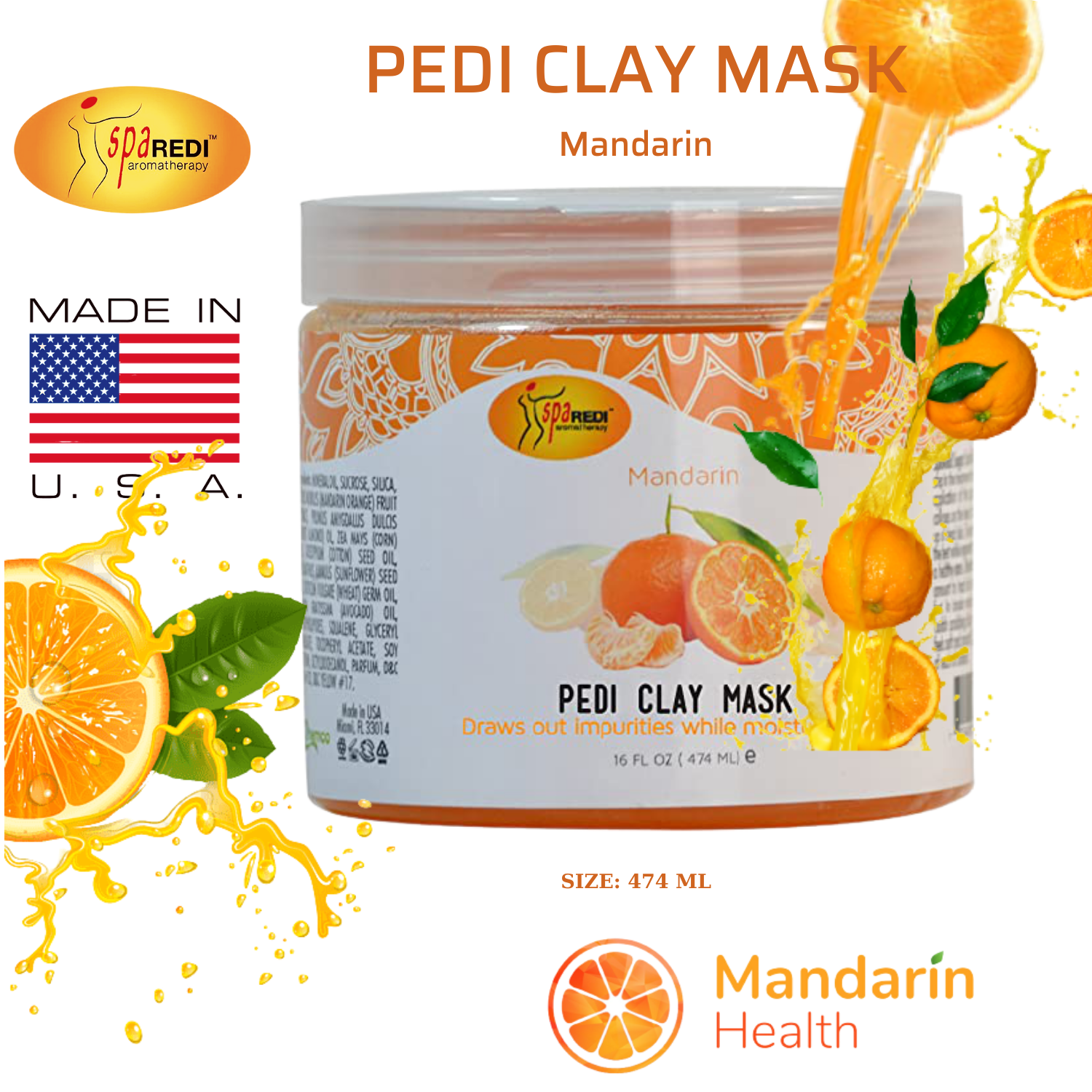 Măt nạ đất sét Pedi Clay Mask mùi Cam 474 ml