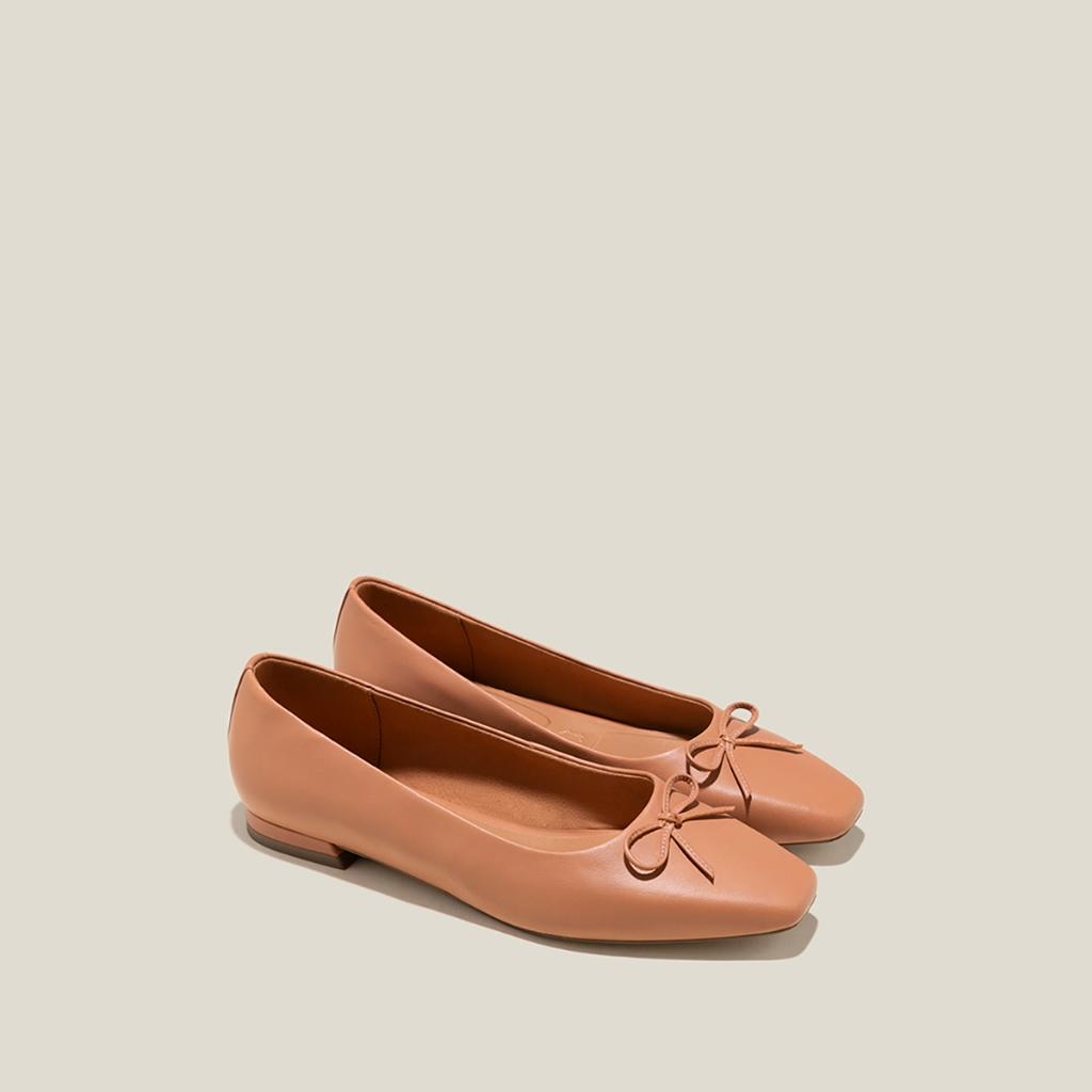 Vascara Giày Búp Bê Leather Nhấn Nơ Trang Trí - GBB 0431