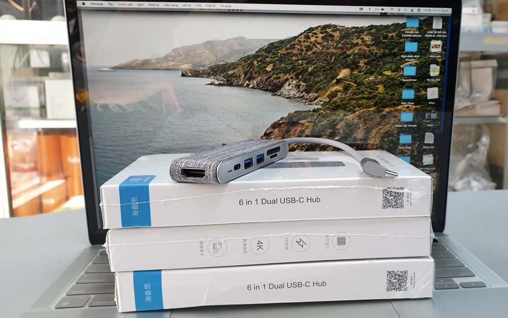 Cồng chuyển Hagibis 6in1 Dual USB-C Hub - Hàng nhập khẩu