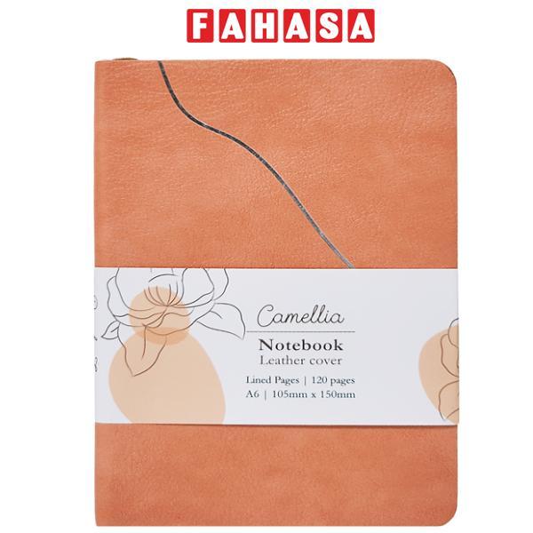 Sổ Da Bìa Cứng Camellia A6 - Kẻ Ngang - 120 Trang 100gsm - The Sun - Peach Fuzz