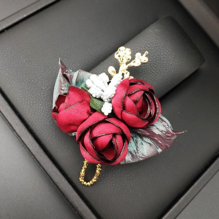 Cài áo thời trang hoa lụa Vintage dễ thương