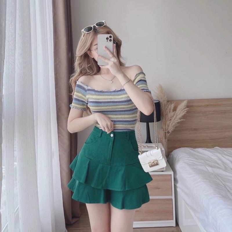 BIGSIZE Chân váy kaki tầng dáng xoè 50-90kg