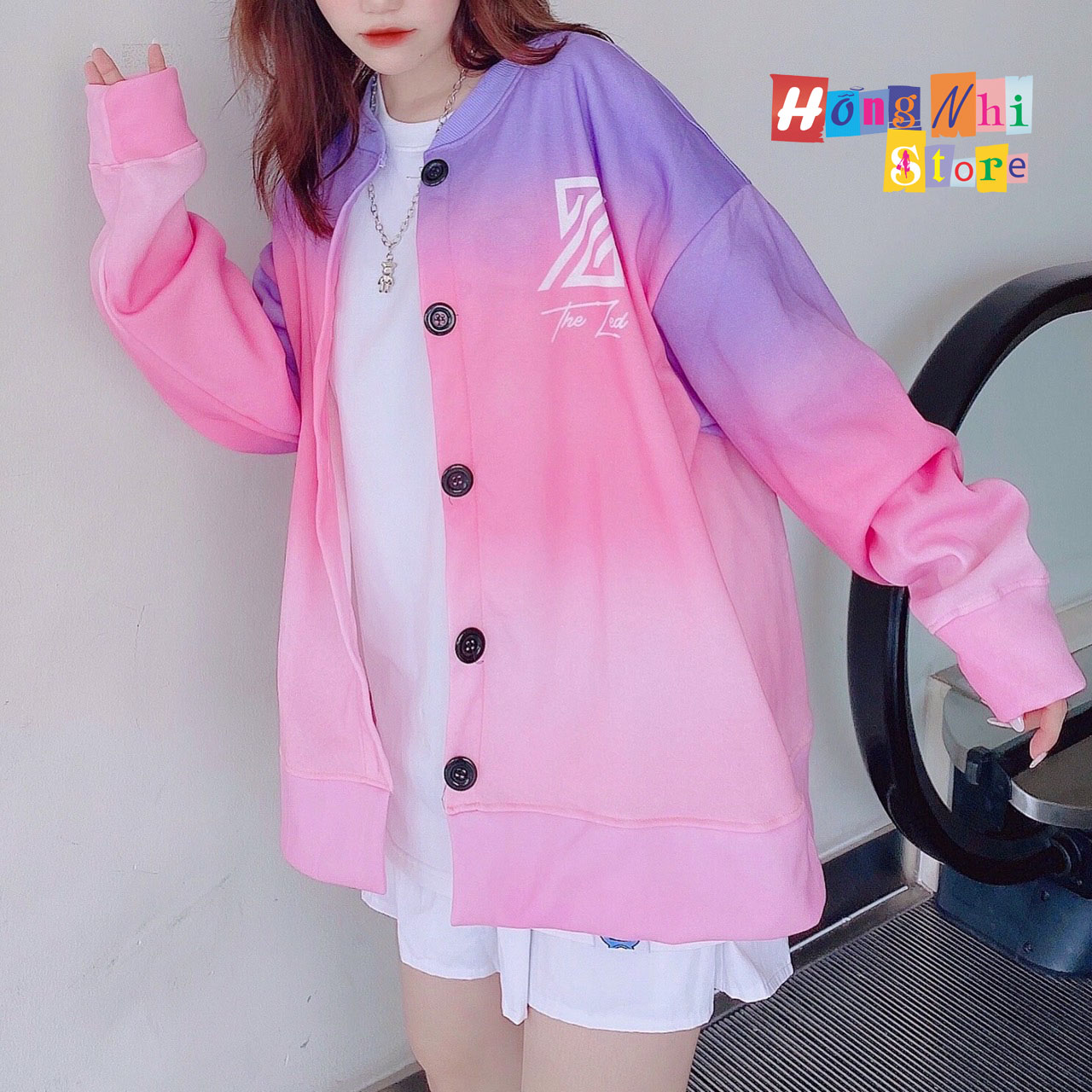 Áo Khoác Cardigan 3D Loang Màu Chữ Z Hồng Tie Dye Oversize Ulzzang Unisex Dáng Rộng Nam Nữ - MM