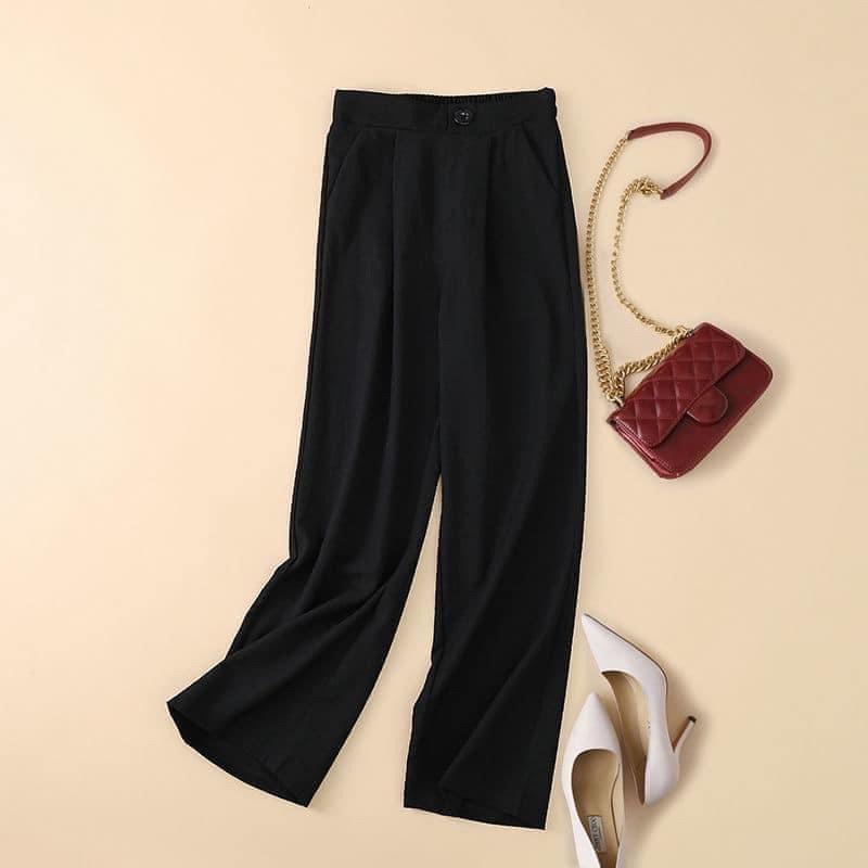 Quần đũi nhật ống rộng dài,quần culottes đũi ống rộng lưng cao 3 màu WINYSTORE