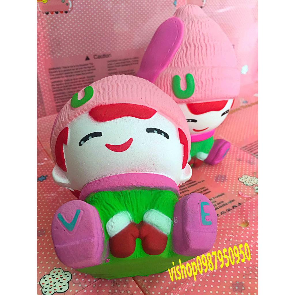 Squishy Em bé đội mũ hồng dễ thương