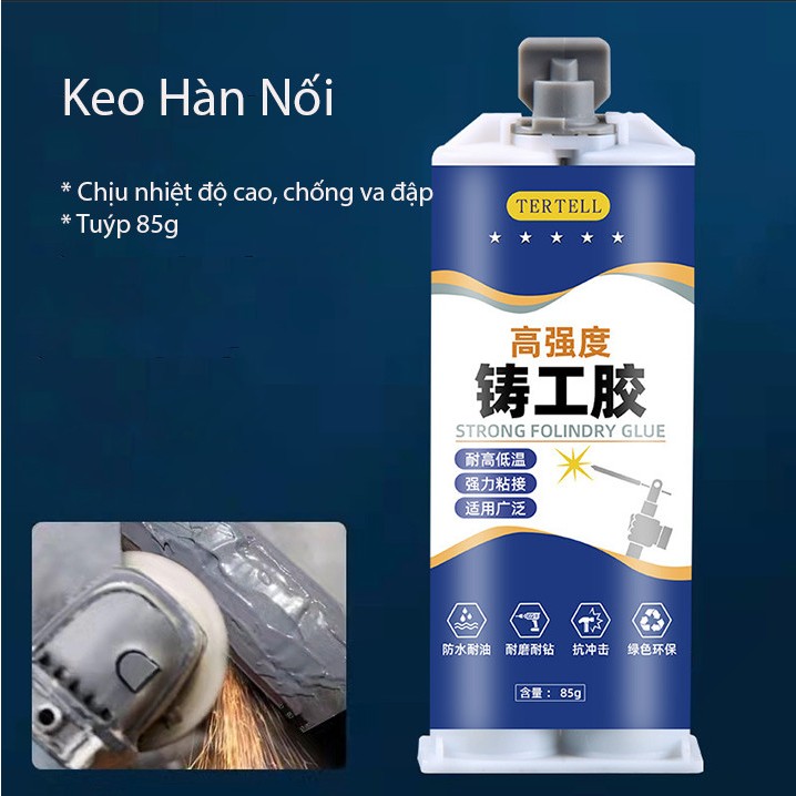 Tuýp 85g, Keo hàn nối vá sắt, thép, kim loại, keo dán hàn mọi bết nứt vỡ,dán sửa nối đồ nhựa đồ gỗ chắc chắn độ bền cao
